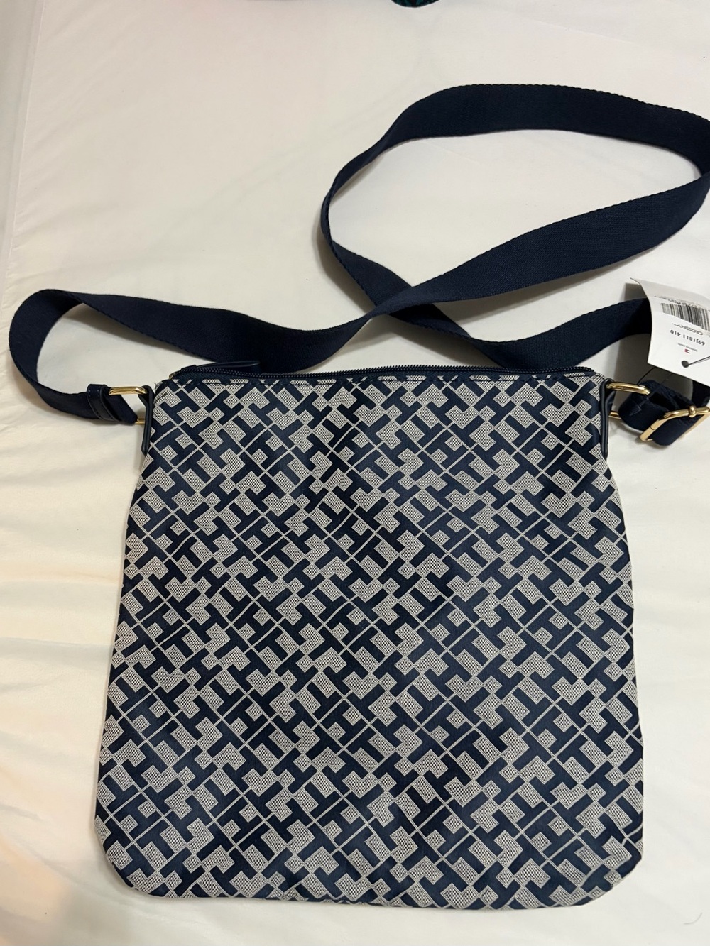 Tommy Hilfiger Navy and Off-White Geometric Crossbody